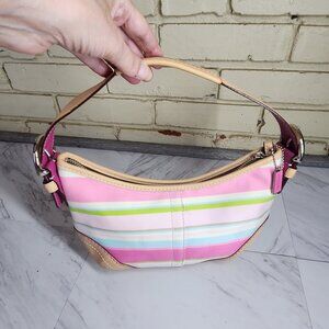 Like New Coach Hampton Multi-Colored Striped Handbag